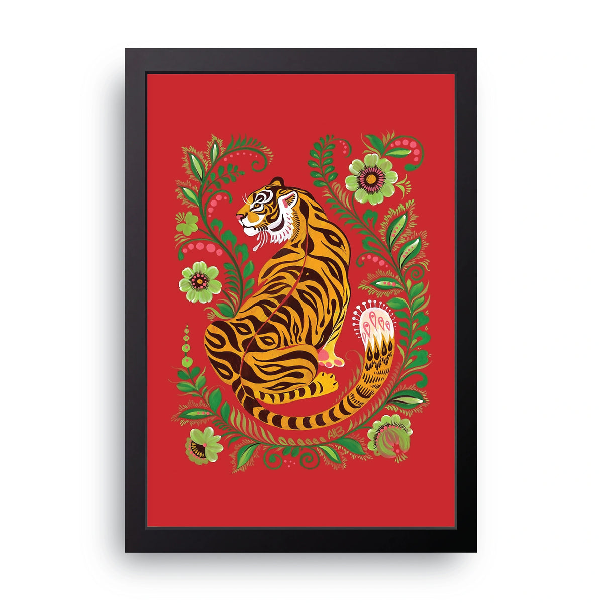 Red Tiger Folk Art Frame
