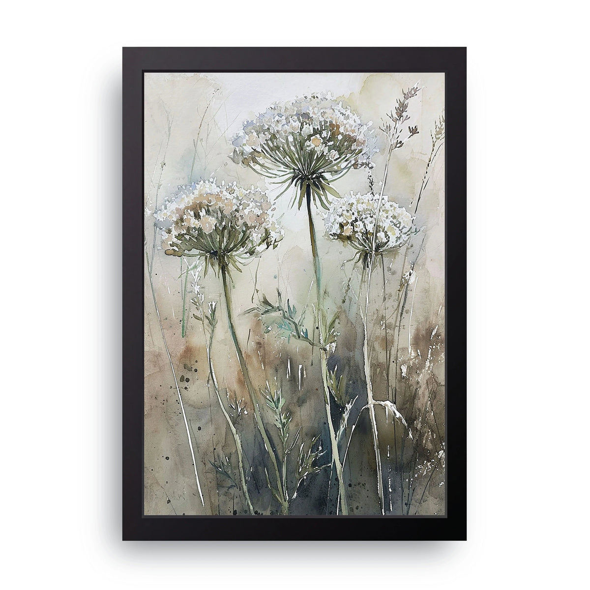 White Umbels Watercolor Frame