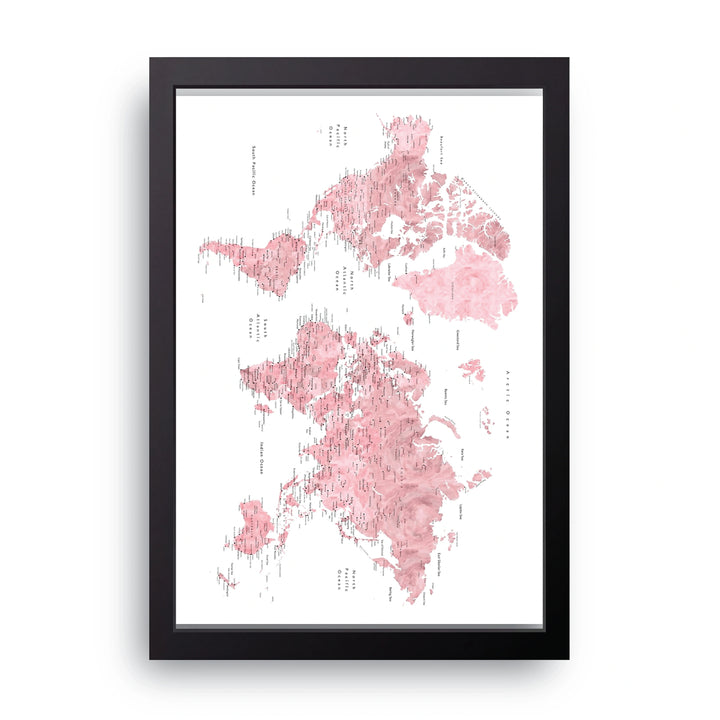 Pink World Map Frame