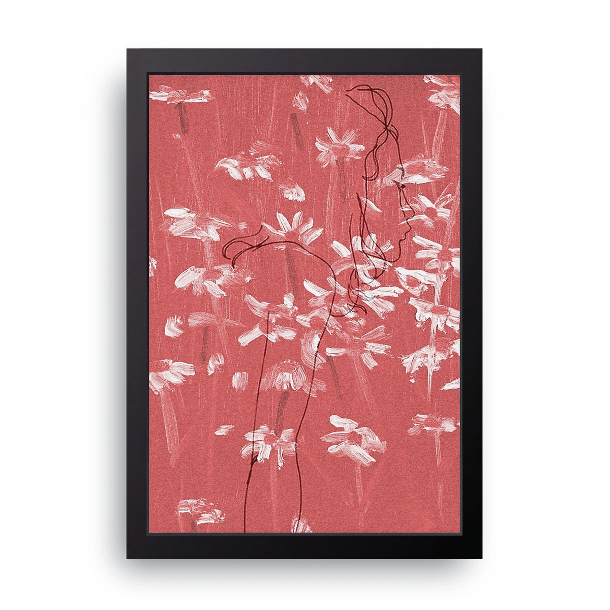 Red Floral Sketch Frame